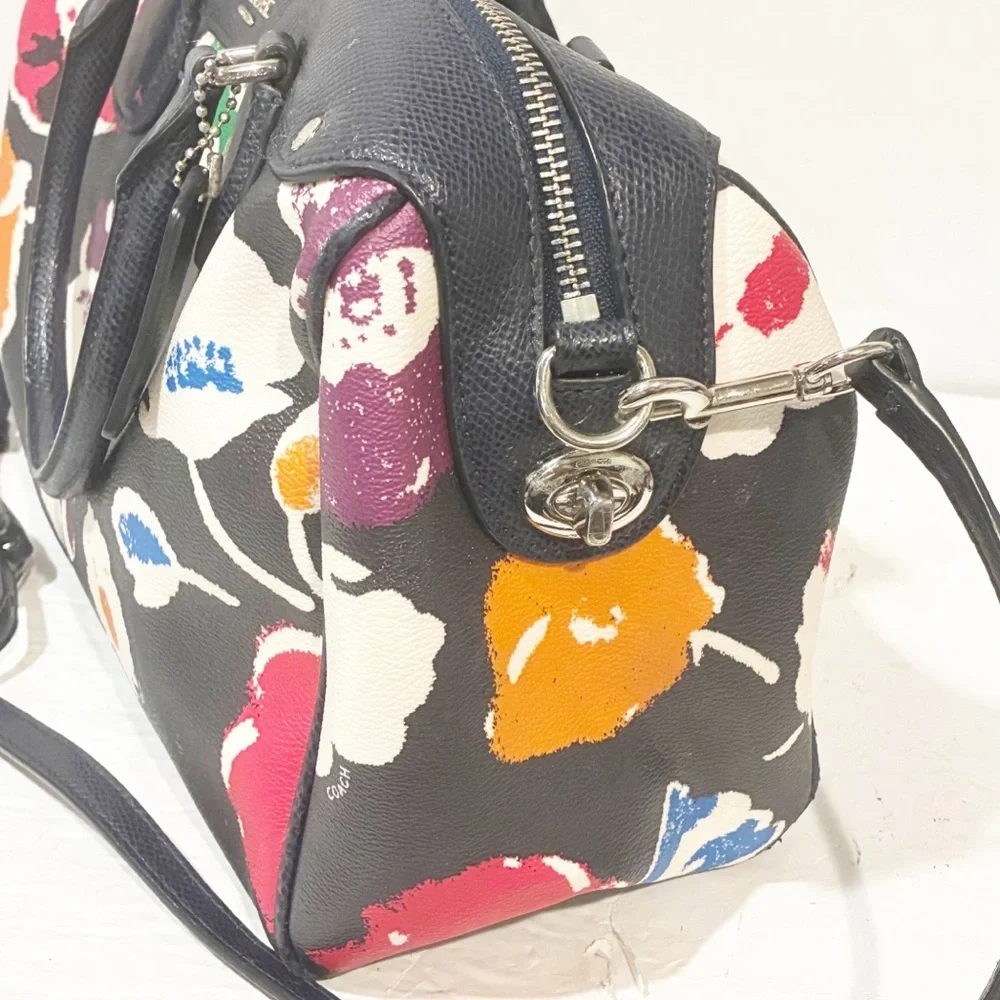 COACH‎ Flower Mini Satchel 2way Handbag F37491 Multi Color Crossbody